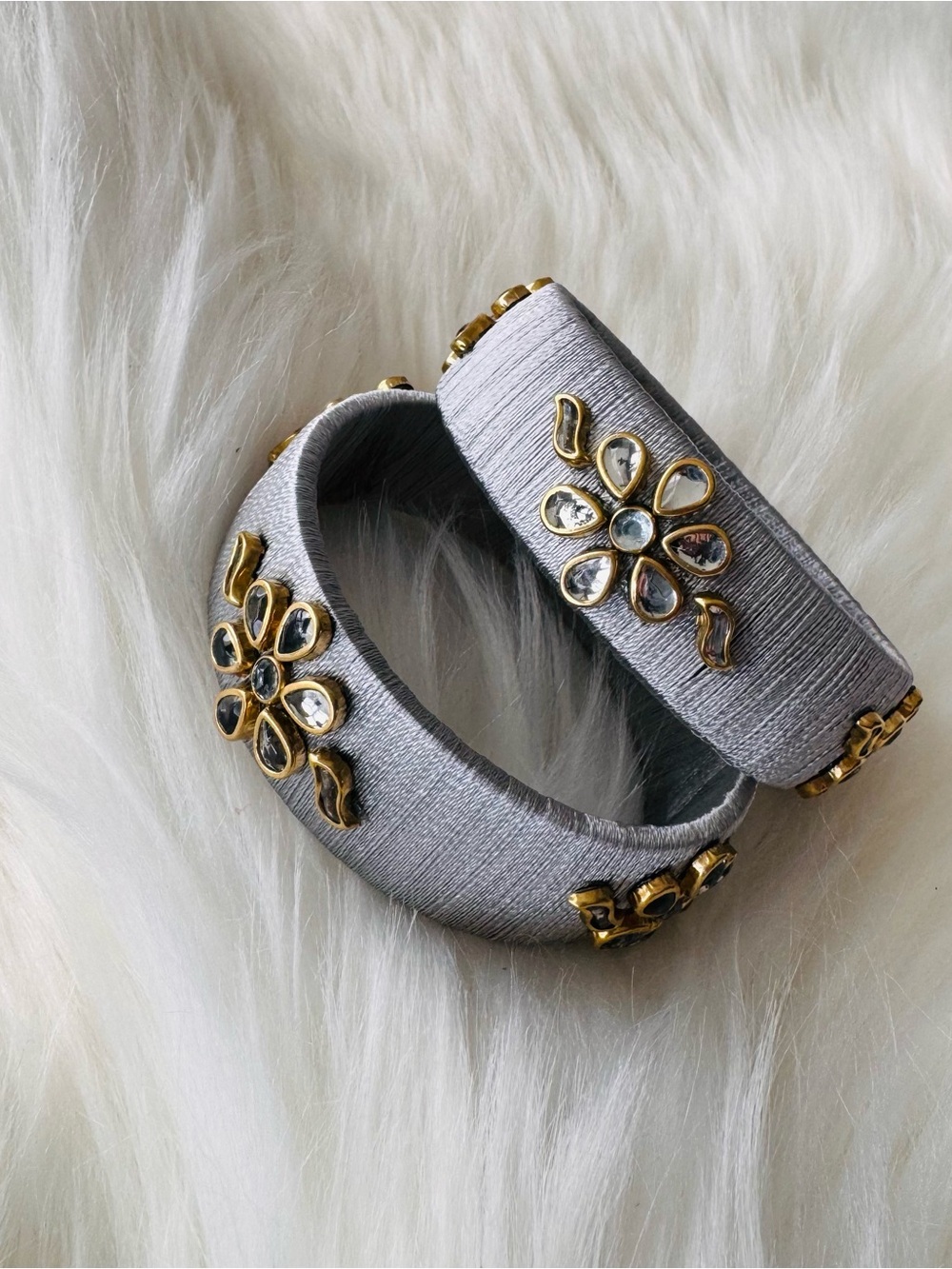 🎡🎡Handmade Silk or Cotton Wrapped Bangle Set of your choice in various sizes - Picture 15 of 16